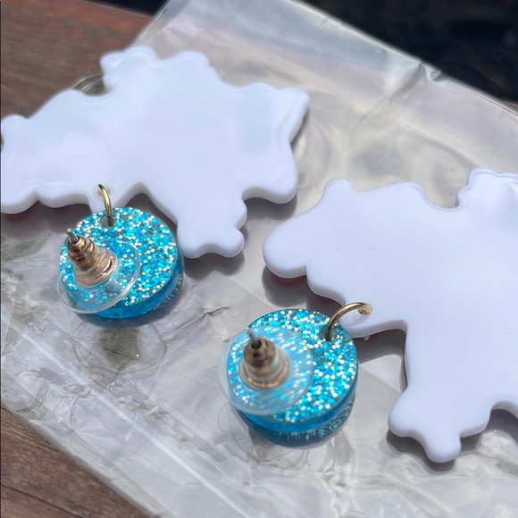 Fri Yay Blue and White Drop Earrings - Picture 4 of 5